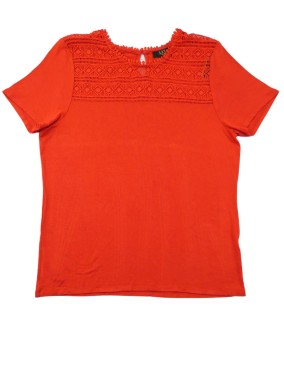 T-shirt MC rouge dentelle...