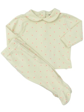 Pyjama 2p beige cœurs roses...