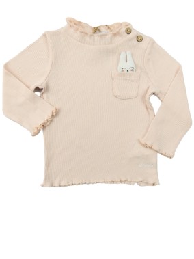 T-shirt ML rose lapin poche...
