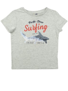 T-shirt MC gris requins...