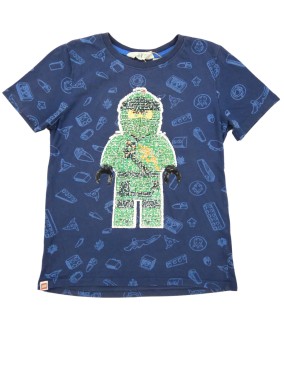 T-shirt Mc bleu lego Loyd sequins H&M taille 8-10 ans