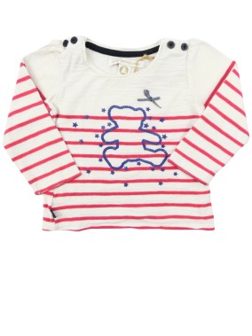T-shirt ML blc rayures rose LULU CASTAGNETTE taille 12 mois