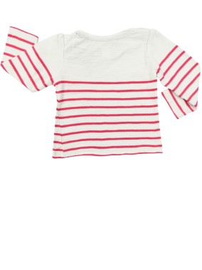T-shirt ML blc rayures rose LULU CASTAGNETTE taille 12 mois