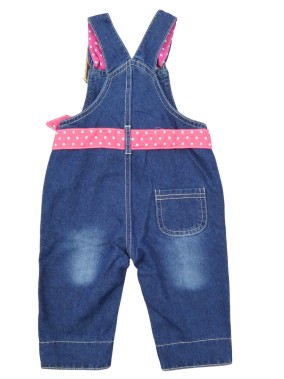 Salopette jean bleu rose pois LIKU taille 3-6 mois