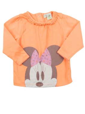 T-shirt ML orange fluo Minnie DISNEY taille 6 mois