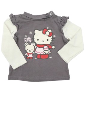T-shirt ML gris 2 en 1 HELLO KITTY taille 6 mois