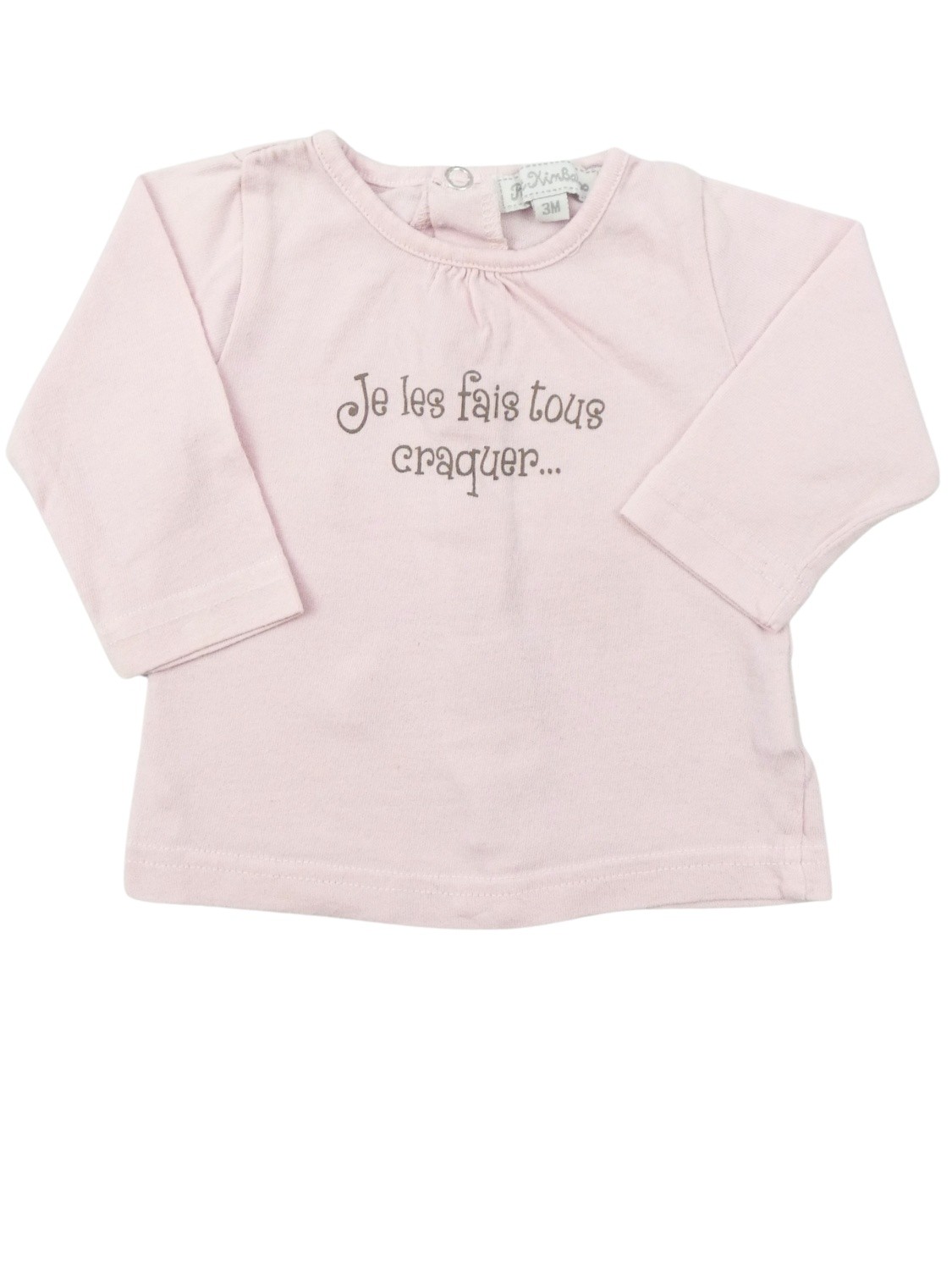 T-shirt ML je les fais tous craquer PETIT KIMBALOO taille 3 mois T-shirt ML je les fais tous craquer PETIT KIMBALOO taille 3 mois