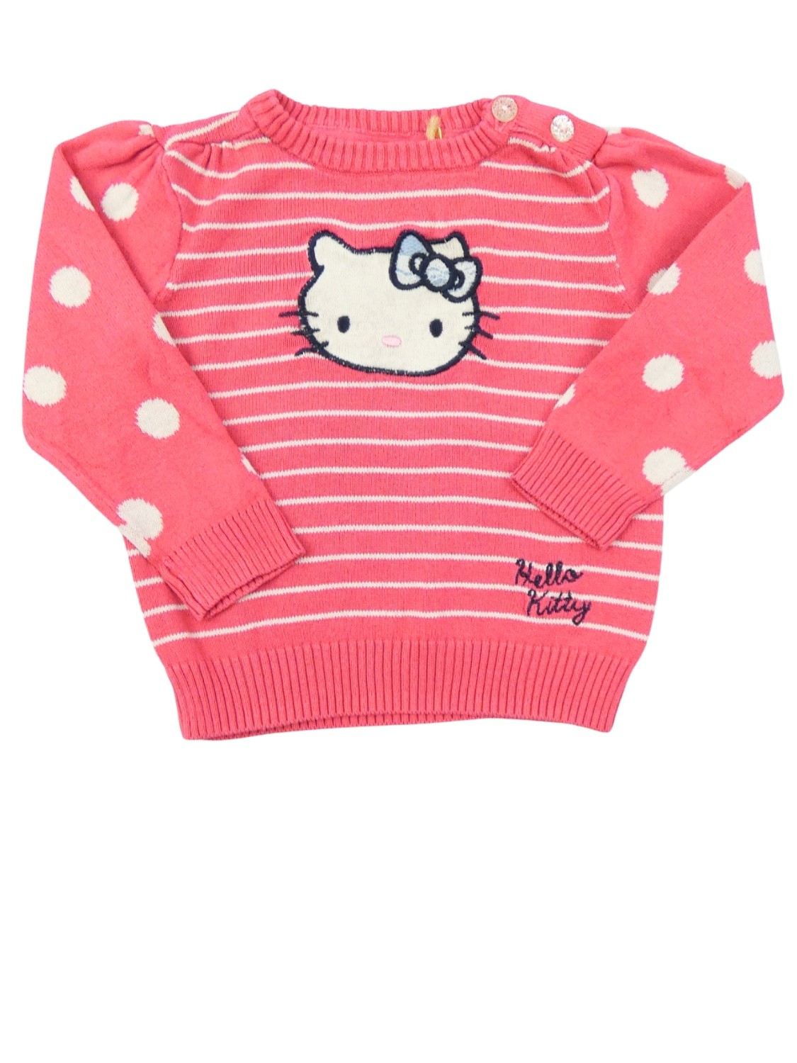 Pull rose rayures HELLO KITTY taille 6 mois 68cm Pull rose rayures HELLO KITTY taille 6 mois 68cm