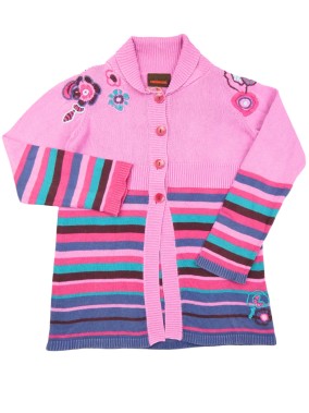 Veste multicolore tricot fleurs CATIMINI taille 10 ans