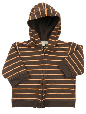 Gilet zippé capuche marron orange KIMBALOO taille 6 mois