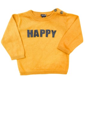 Pull jaune happy KIABI taille 6 mois
