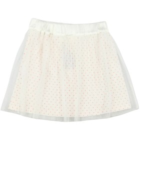 Jupe blanche voile à pois roses taille 10 ans
