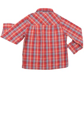 Chemise ML carreaux rouges bleus OKAOU taille 102cm 4 ans