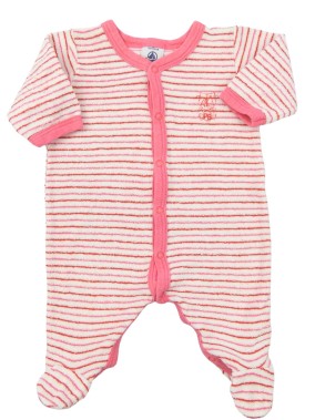 Pyjama éponge rayures PETIT BATEAU taille 1 mois