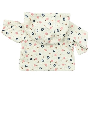 Veste gilet beige fleurs capuche DPAM taille 3 mois