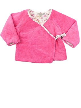 Veste gilet fuschia croisé fleurs GRAIN DE BLE taille 3 mois