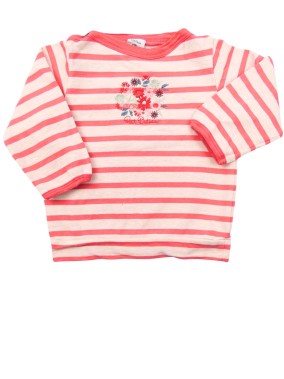 Pull fleurs rose PETIT BATEAU taille 12 mois