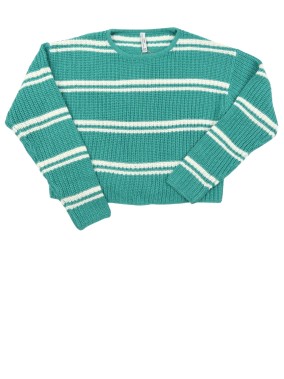 Pull vert blanc rayures FPC...