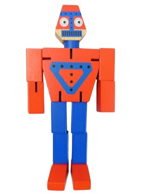 Jouet robot en bois rouge...