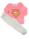 Pyjama 2p avec pied rose et gris SUPERGIRL taille 18 mois