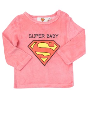 Pyjama 2p avec pied rose et gris SUPERGIRL taille 18 mois