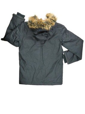 Manteau marine capuche fourrure long U COLLECTION taille 10 ans