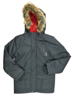 Manteau marine capuche fourrure long U COLLECTION taille 10 ans