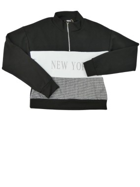 Pull sweat noir blanc et carreaux LIBERTO taille XS