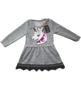 Robe manche longues licorne sequins taille 12 mois