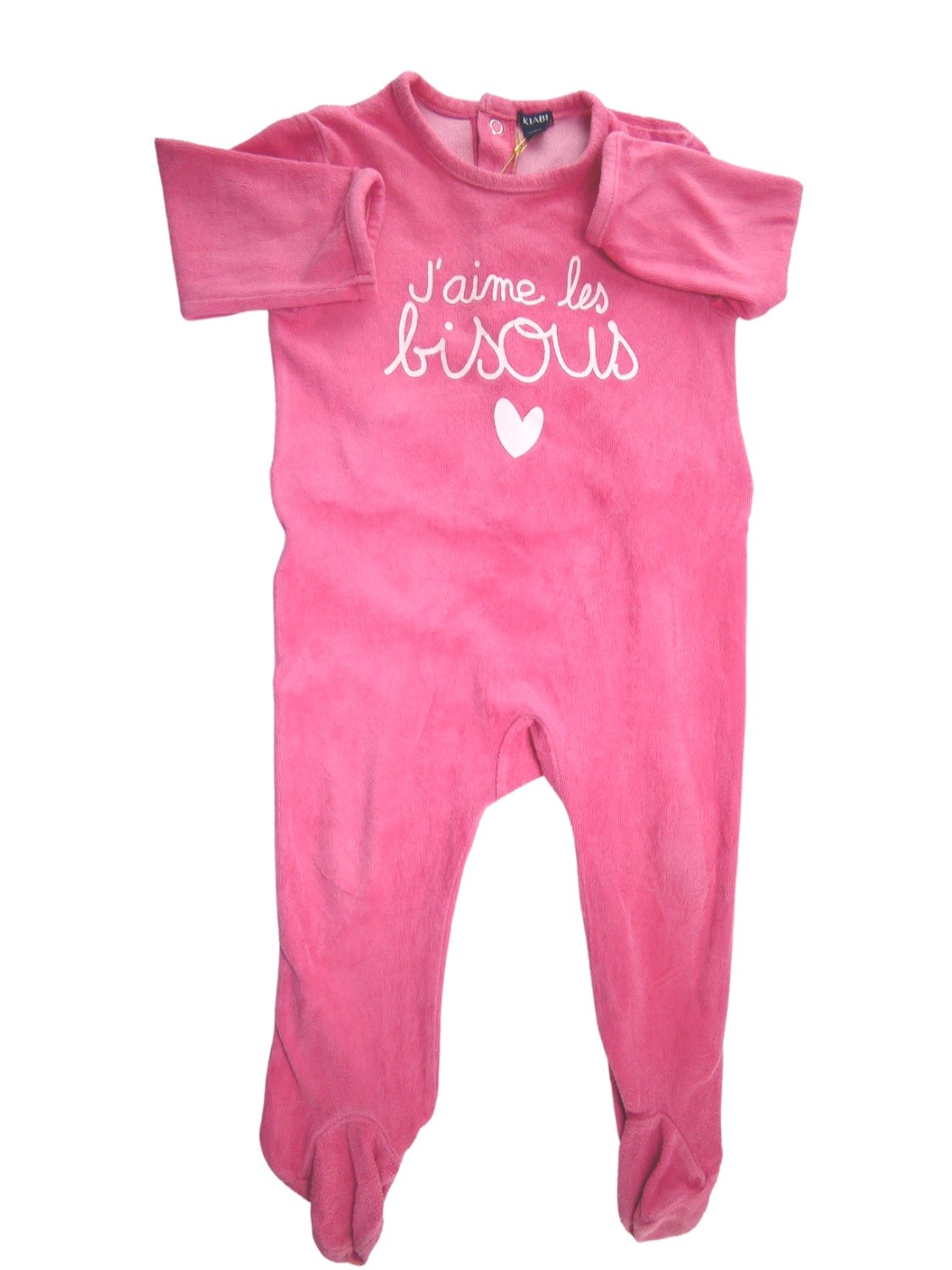 Pyjama rose "j'aime les bisous" KIABI taille 18 mois