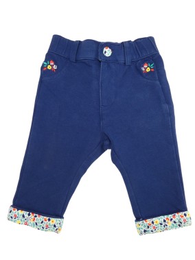 Pantalon bleu fleurs...