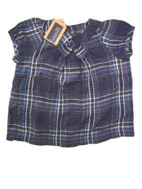 T-shirt blouse MC à carreaux et nœud BOUT'CHOU taille 24 mois