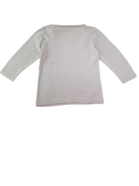 T-shirt ML beige rayures blanches NKY taille 24 mois