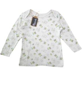 T-shirt ML petit ours vert tambours KITCHOUN taille 36 mois