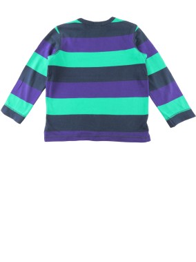 T-shirt ML à rayures bleu vert violet DPAM taille 6 ans