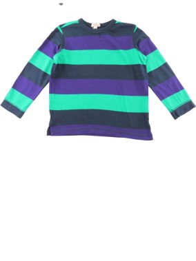 T-shirt ML à rayures bleu vert violet DPAM taille 6 ans