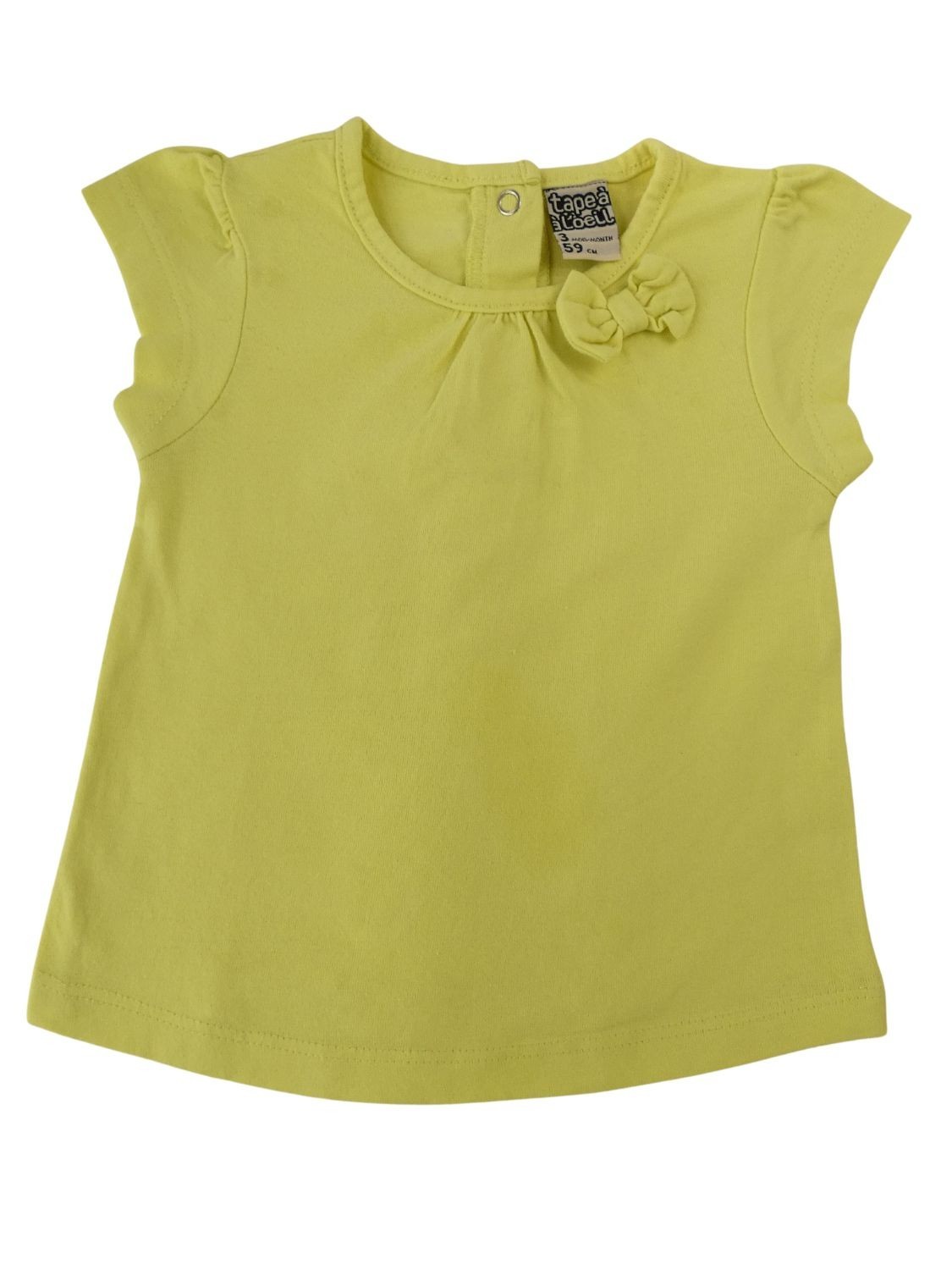 T-shirt MC jaune nœud taille 3 mois TAPE A L'OEIL