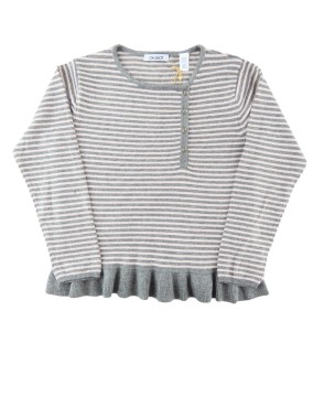 Pull gris et rose boutons...